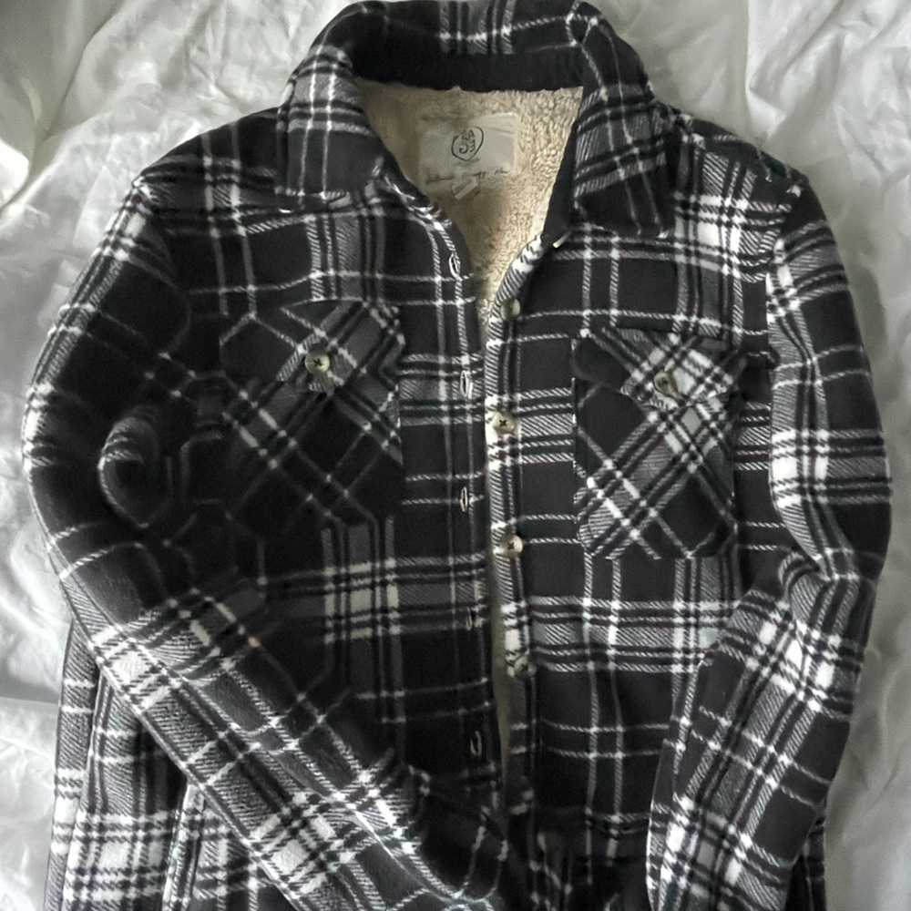 Plaid Fleece Lined Shirt Jacket